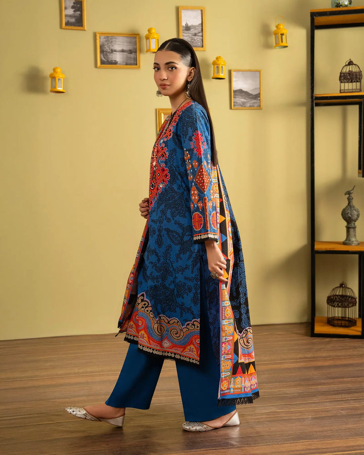 3 Piece - Printed Embroidered Khaddar Suit Unstitched | UNFF035-KD - Sha Posh Textile