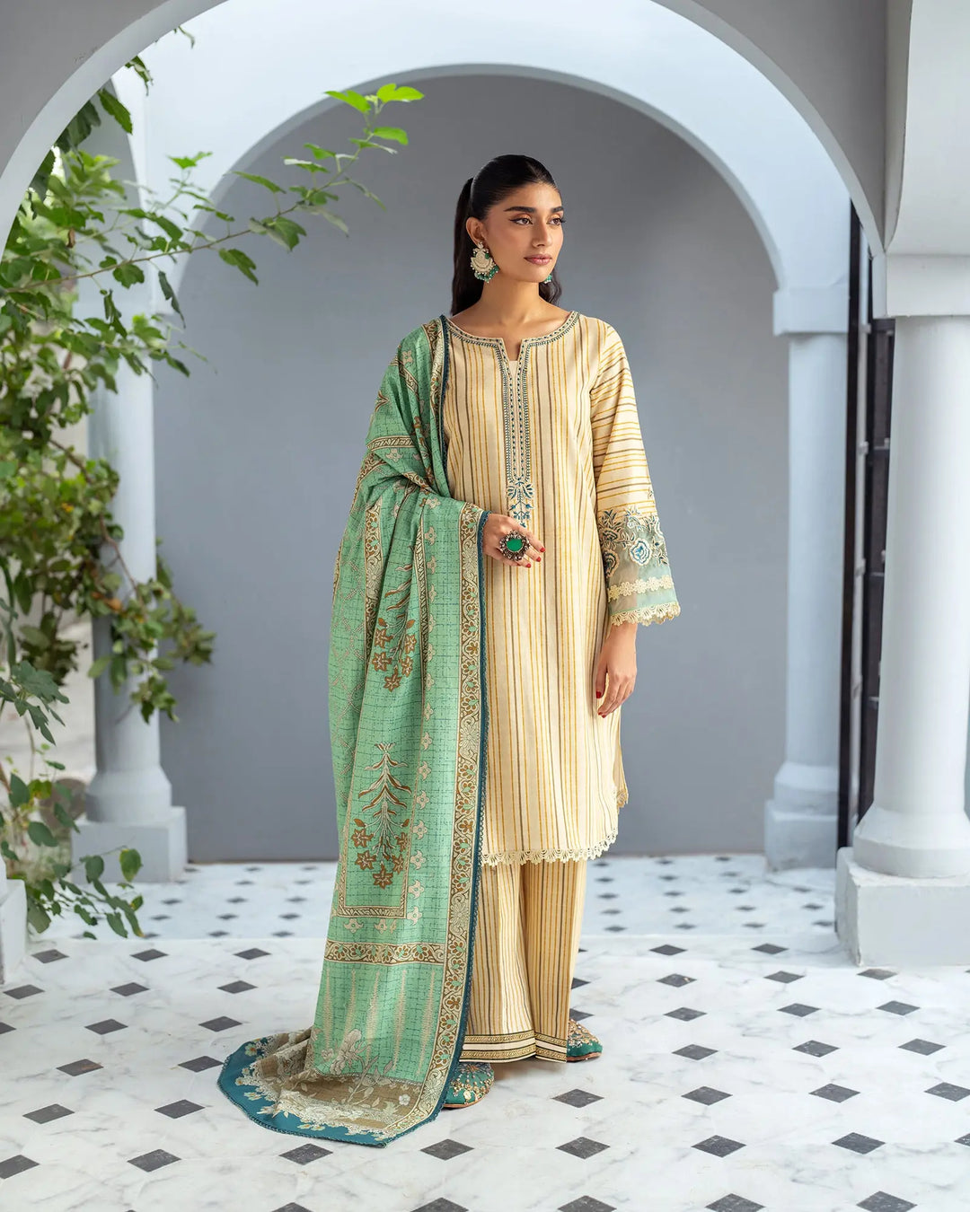 3 Piece - Printed Embroidered Khaddar Suit Unstitched | UNFF038-KD - Sha Posh Textile