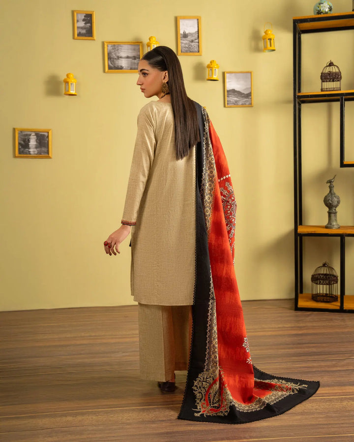 3 Piece - Printed Embroidered Khaddar Suit Unstitiched | UNFF007-KD - Sha Posh Textile