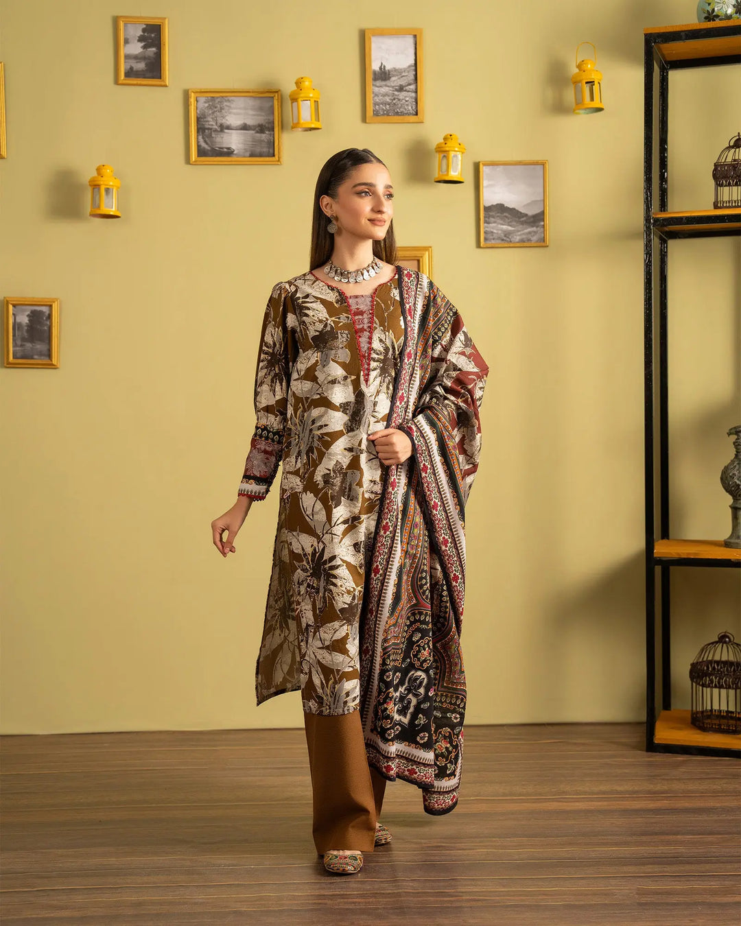 3 Piece - Printed Khaddar Suit Unstitched | UNFF013-KD - Sha Posh Textile