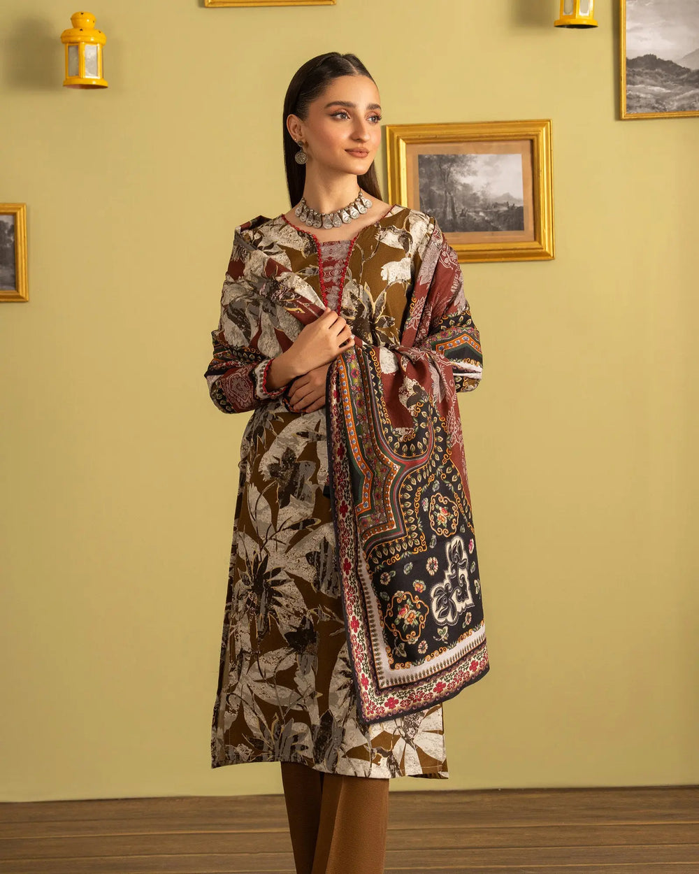 3 Piece - Printed Khaddar Suit Unstitched | UNFF013-KD - Sha Posh Textile
