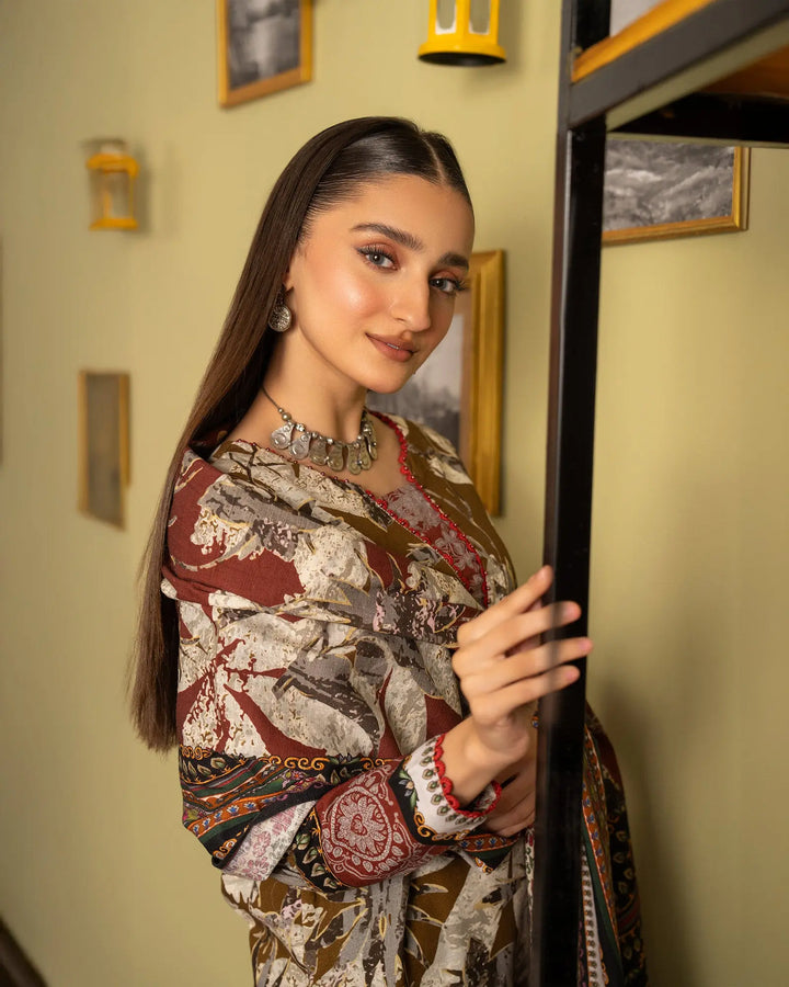 3 Piece - Printed Khaddar Suit Unstitched | UNFF013-KD - Sha Posh Textile