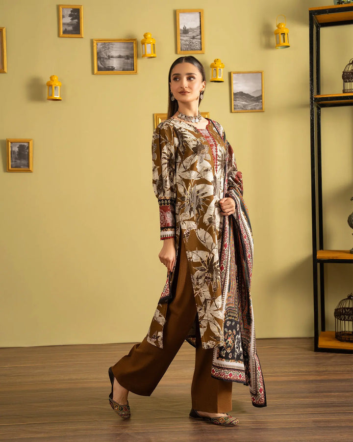 3 Piece - Printed Khaddar Suit Unstitched | UNFF013-KD - Sha Posh Textile