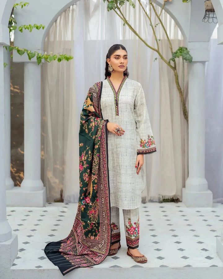 3 Piece - Printed Khaddar Suit Unstitched | UNFF015 - Sha Posh Textile