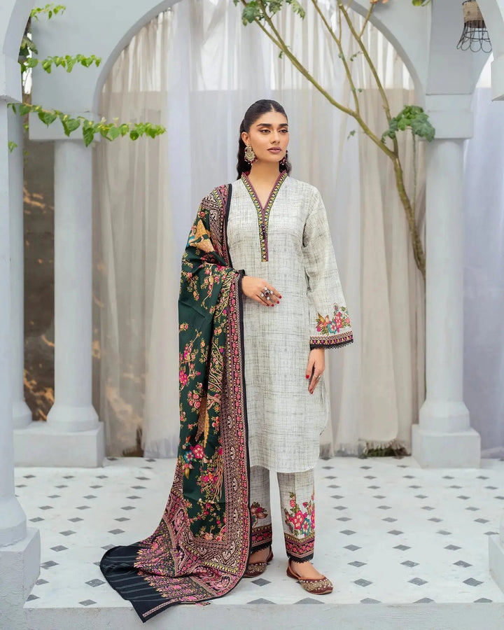 3 Piece - Printed Khaddar Suit Unstitched | UNFF015 - Sha Posh Textile