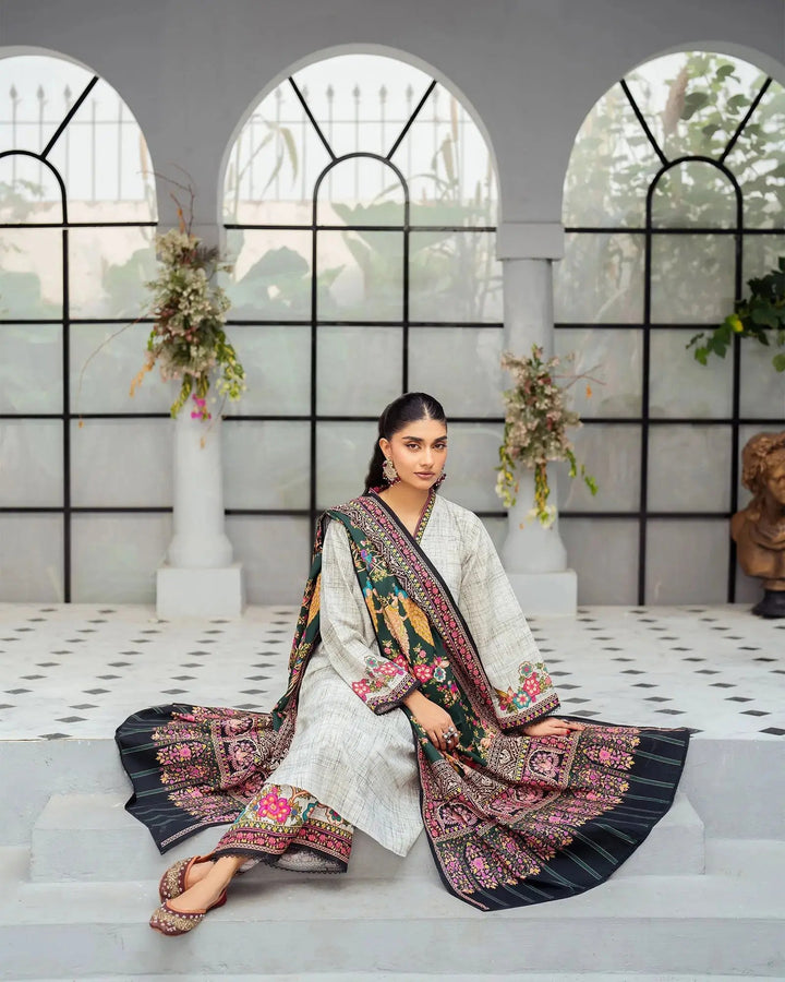 3 Piece - Printed Khaddar Suit Unstitched | UNFF015 - Sha Posh Textile