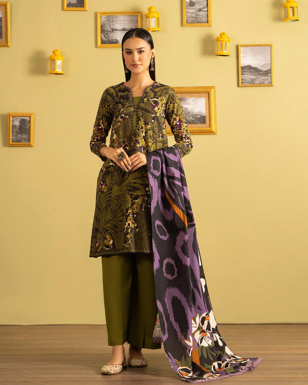 3 Piece - Printed Khaddar Suit Unstitched | UNFF020-KD - Sha Posh Textile