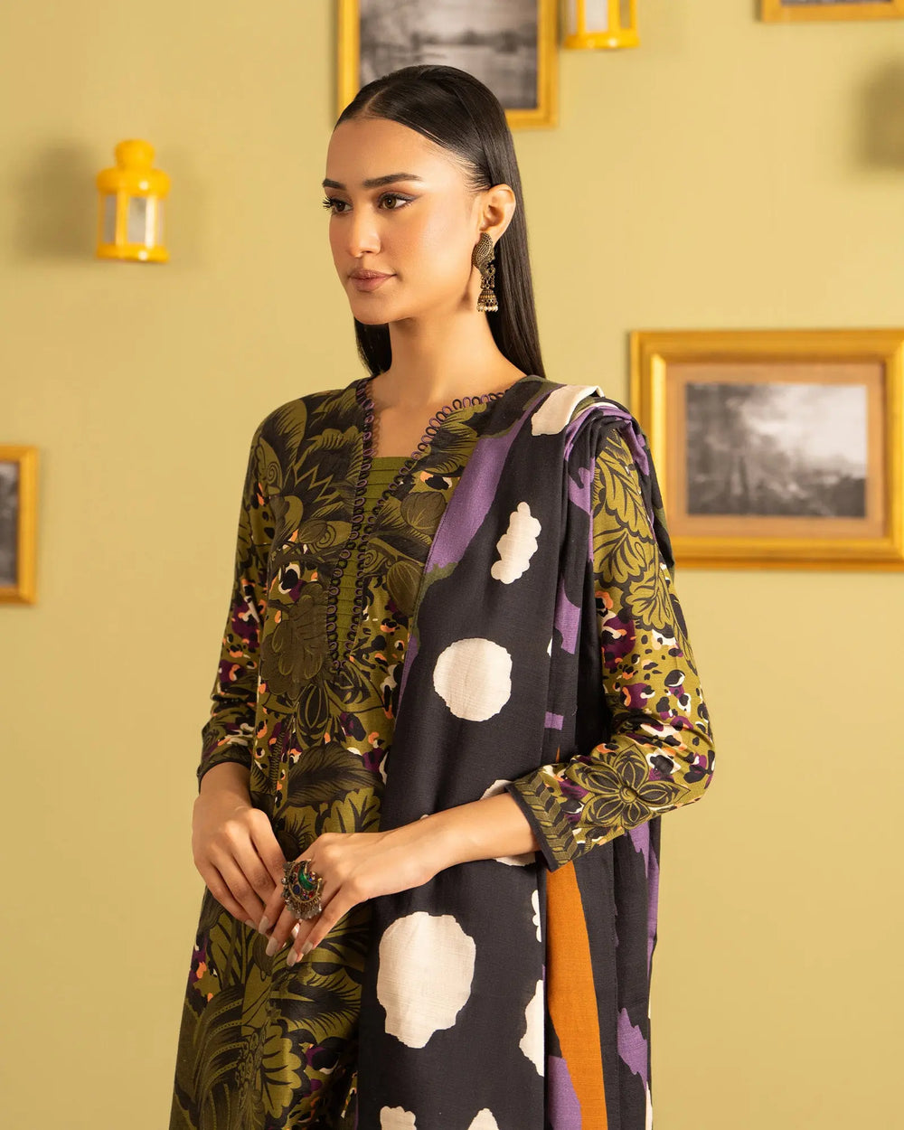 3 Piece - Printed Khaddar Suit Unstitched | UNFF020-KD - Sha Posh Textile