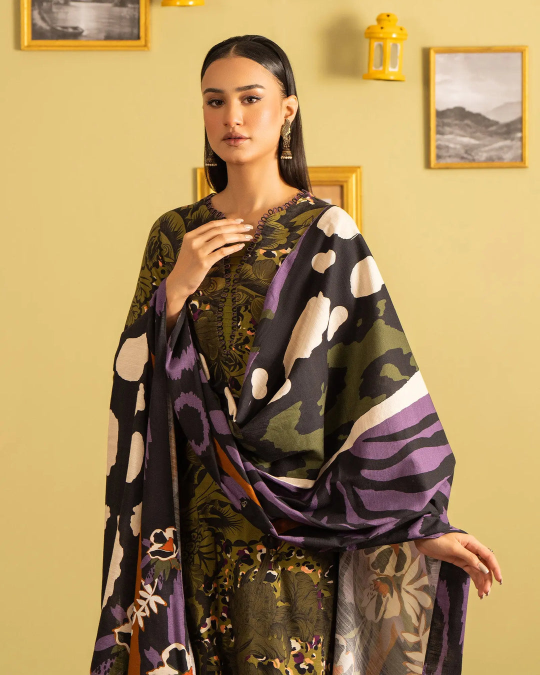 3 Piece - Printed Khaddar Suit Unstitched | UNFF020-KD - Sha Posh Textile
