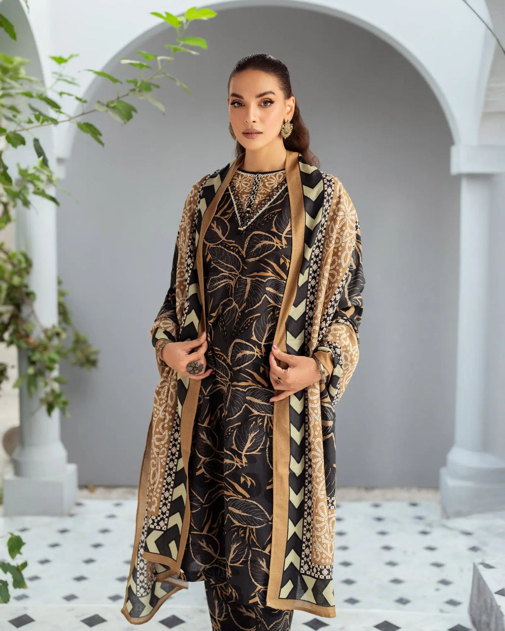 3 Piece - Printed Khaddar Suit Unstitched | UNFF039-KD - Sha Posh Textile