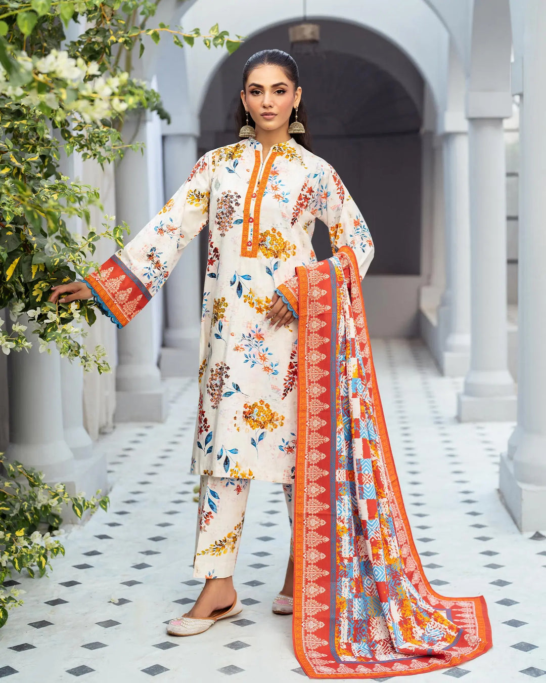 3 Piece - Printed Khaddar Suit Unstitched | UNFF042-KD - Sha Posh Textile