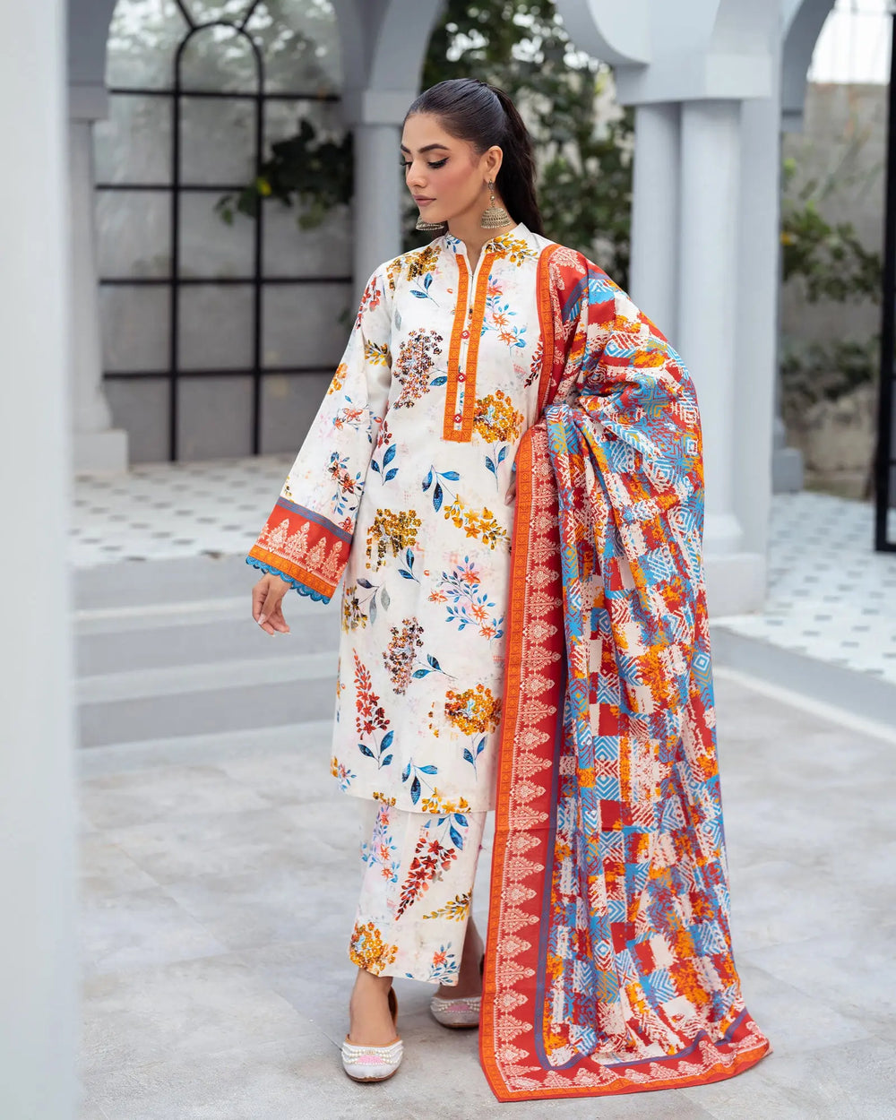 3 Piece - Printed Khaddar Suit Unstitched | UNFF042-KD - Sha Posh Textile
