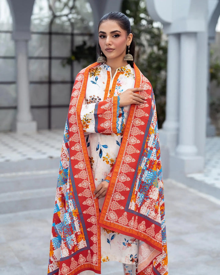 3 Piece - Printed Khaddar Suit Unstitched | UNFF042-KD - Sha Posh Textile