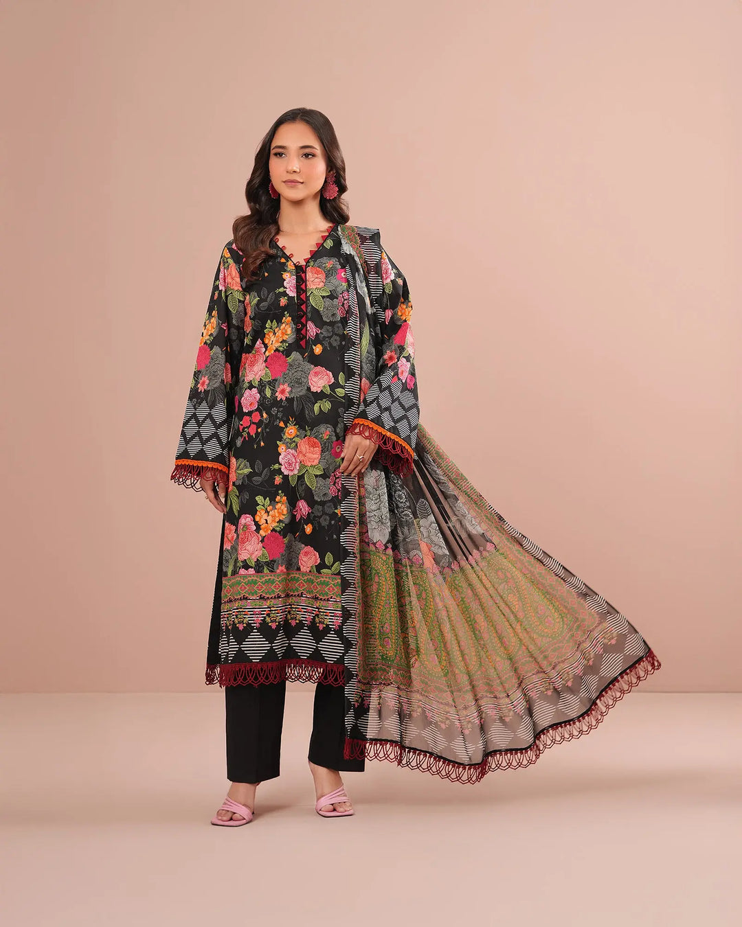 3-Piece Printed Lawn Suit Unstitched | UNFF0119-LWN Sha Posh Textile