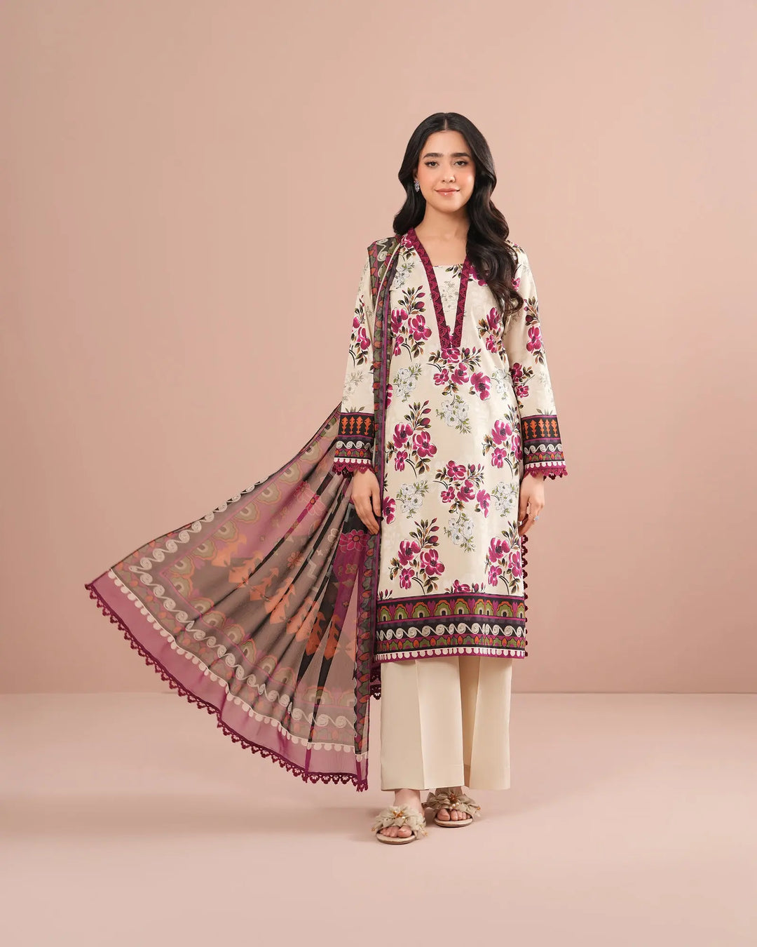 3-Piece Printed Lawn Suit Unstitched | UNFF0121-LWN Sha Posh Textile