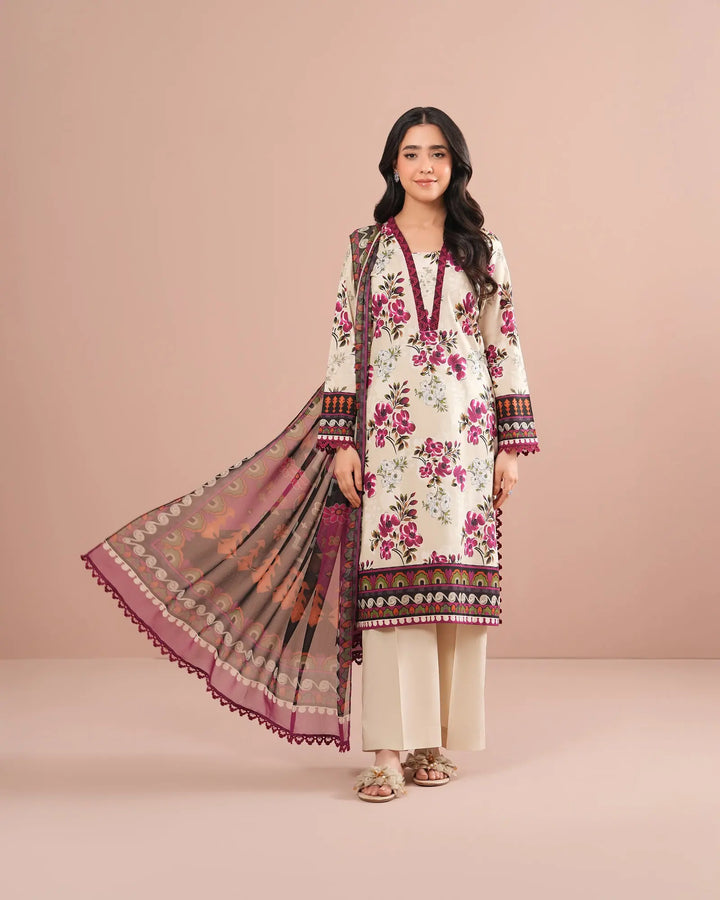 3-Piece Printed Lawn Suit Unstitched | UNFF0121-LWN Sha Posh Textile