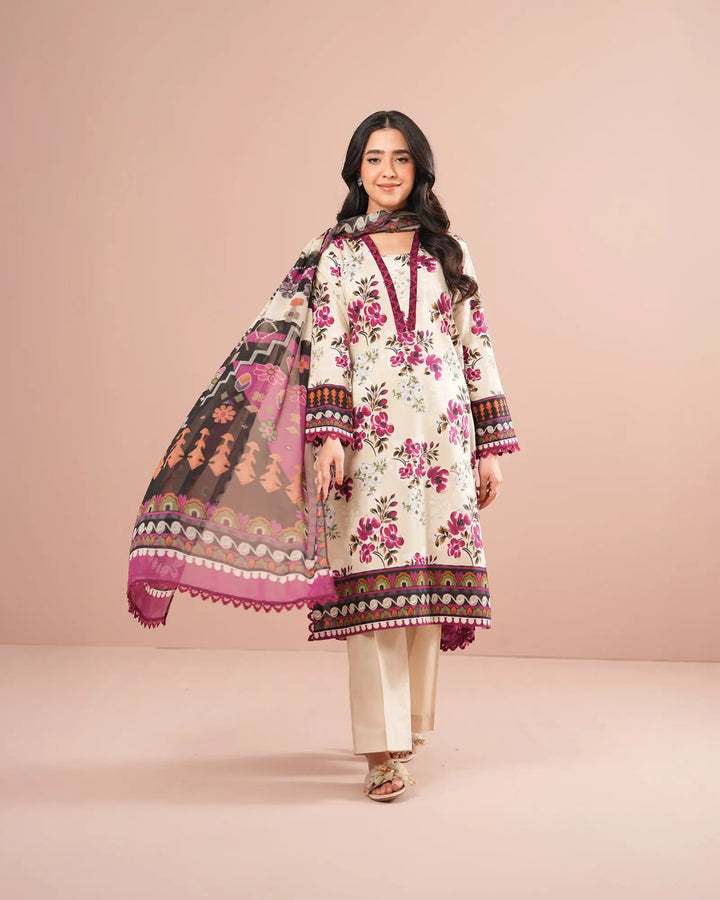 3-Piece Printed Lawn Suit Unstitched | UNFF0121-LWN Sha Posh Textile