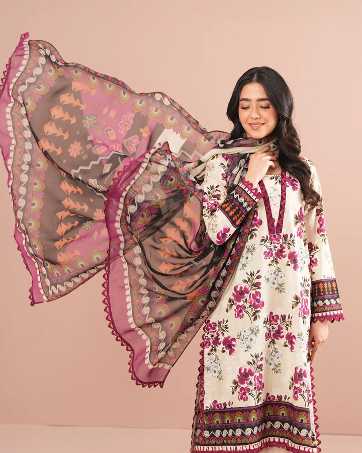 3-Piece Printed Lawn Suit Unstitched | UNFF0121-LWN Sha Posh Textile