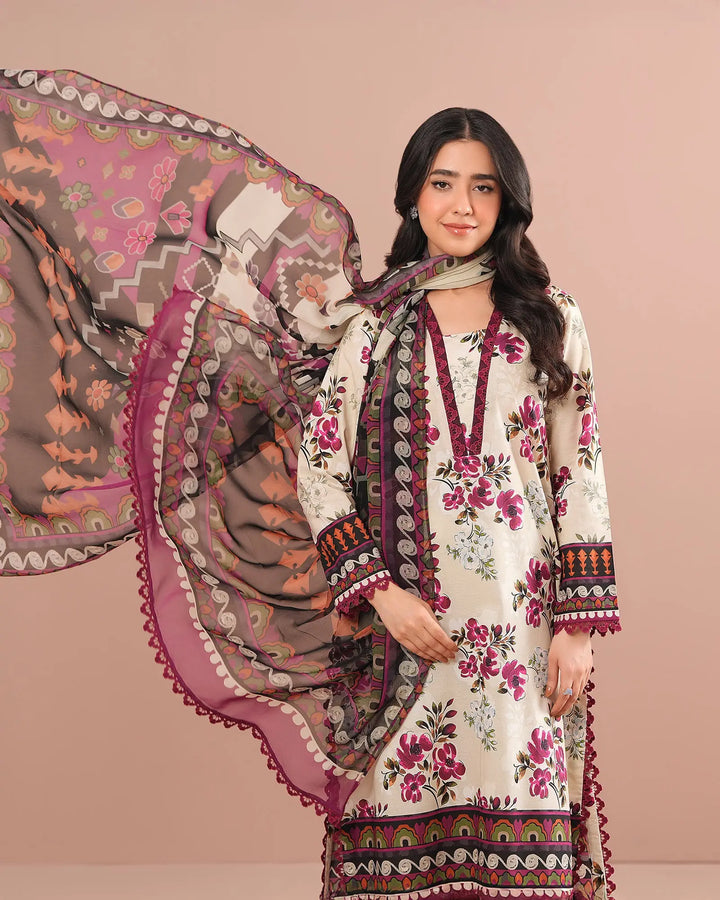 3-Piece Printed Lawn Suit Unstitched | UNFF0121-LWN Sha Posh Textile