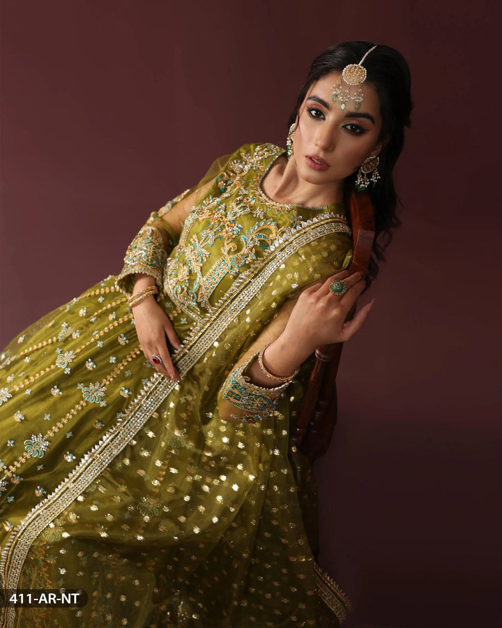 3-Piece Ready-To-Wear Net Peshwas | 411-AR-NT - Sha Posh Textile