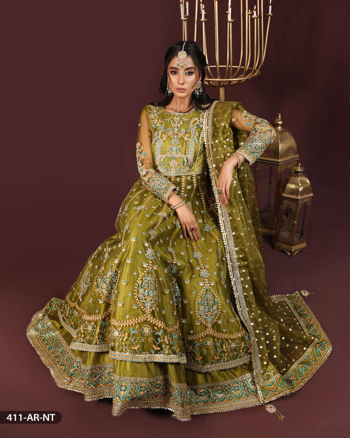 3-Piece Ready-To-Wear Net Peshwas | 411-AR-NT - Sha Posh Textile