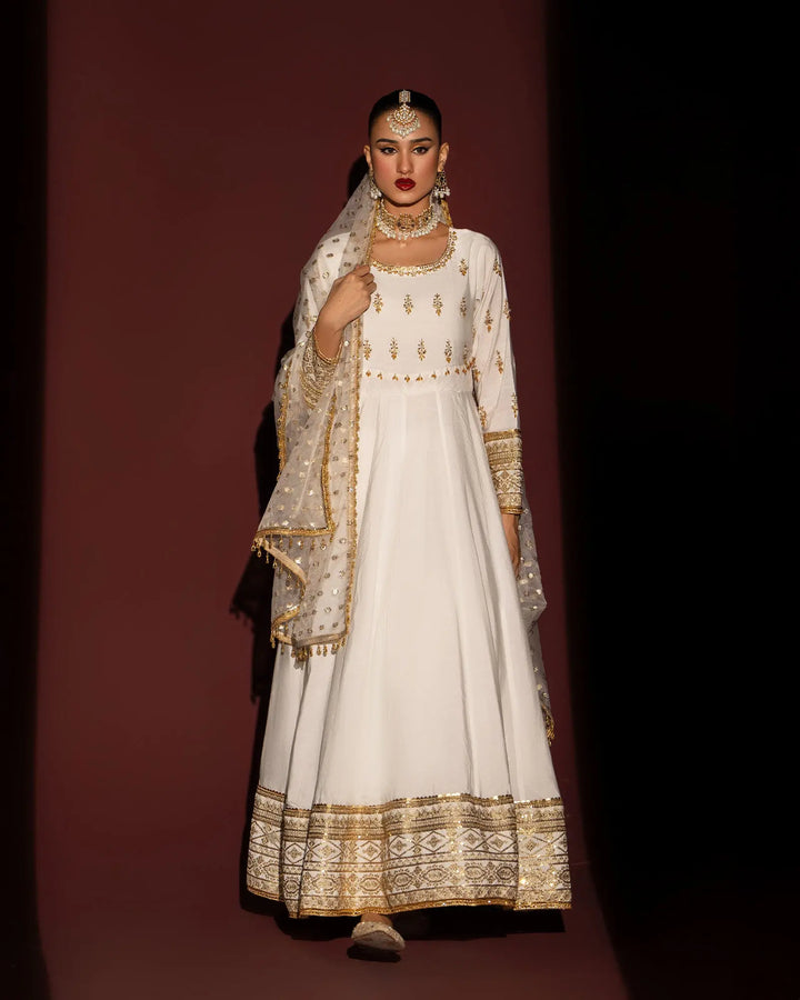 3 Piece Plain Paper Katan Maxi Stitched | 413-AR-P.P.KTN - Sha Posh Textile