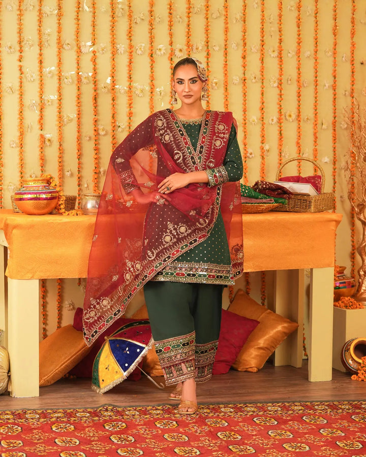 3-Piece Ready-to-Wear Bindi BADLA Suit | 4080-SJ-B.BADLA - Sha Posh Textile