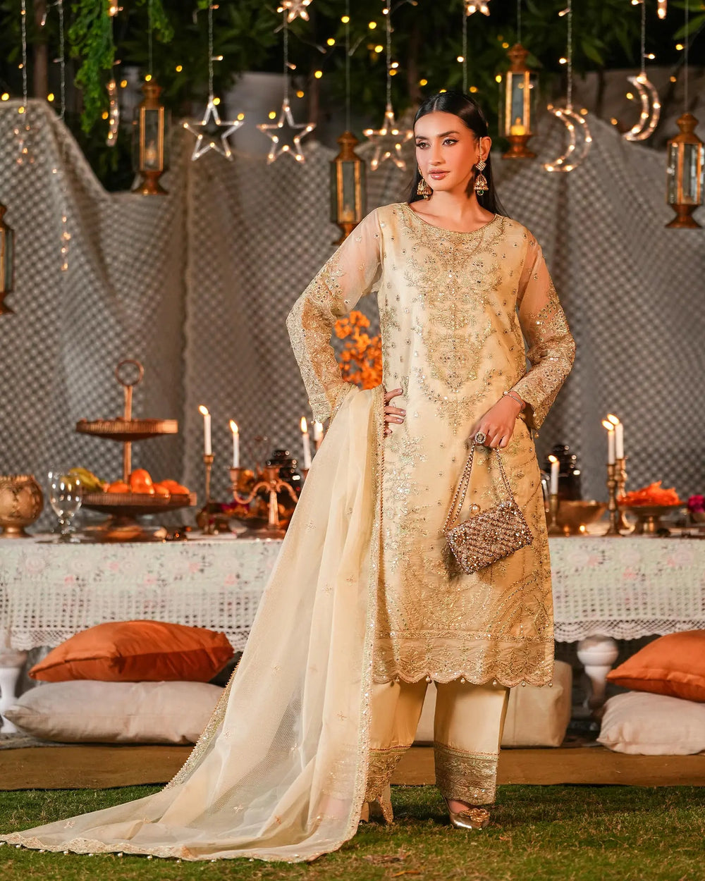 3-Piece Ready-to-Wear Bori Net Suit | 4092-SJ-B.NET Sha Posh Textile