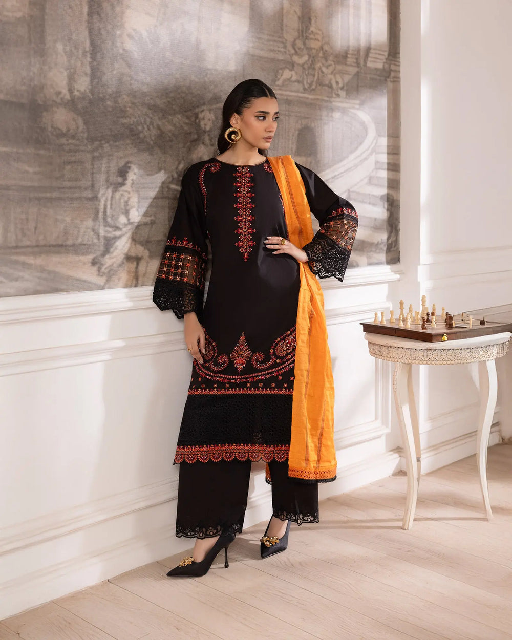 3-Piece Ready-to-Wear Cambric Suit | 2260-AF-K.CT - Sha Posh Textile