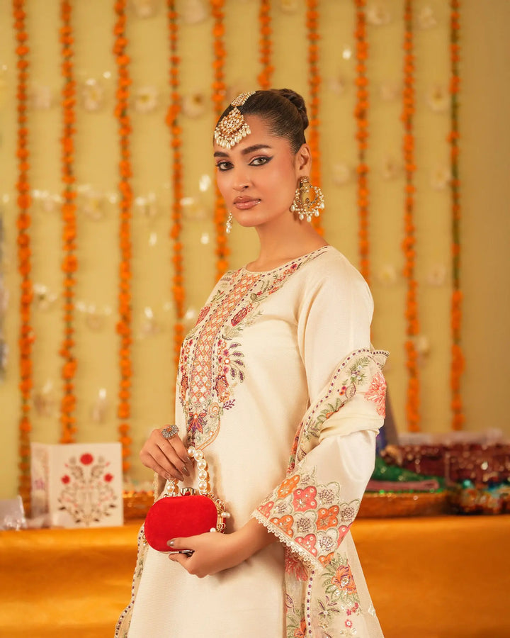 3-Piece Ready-to-Wear Chambery Katan Suit | 4087-SJ-S.KTN - Sha Posh Textile