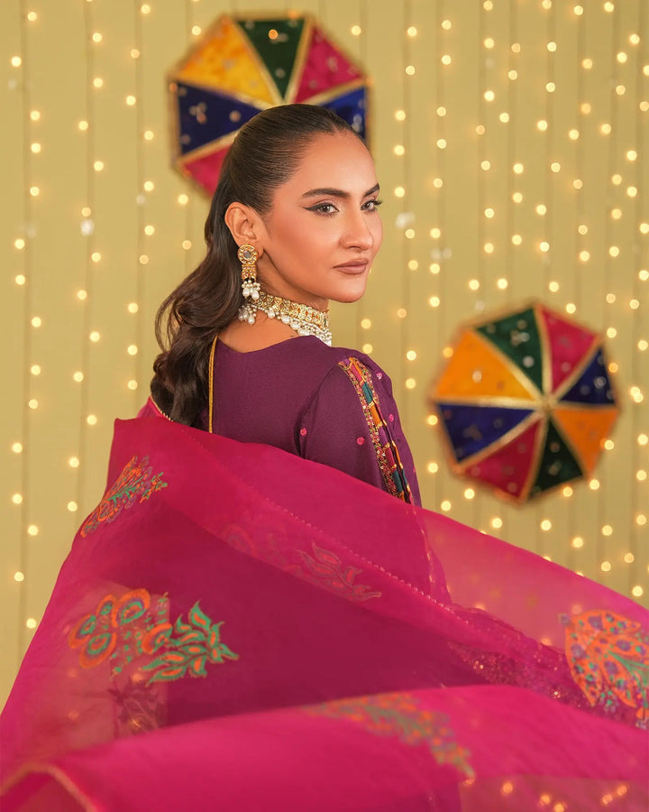 3 Piece Chambray Katan Suit Stitched | 2267-AF-S.KTN - Sha Posh Textile