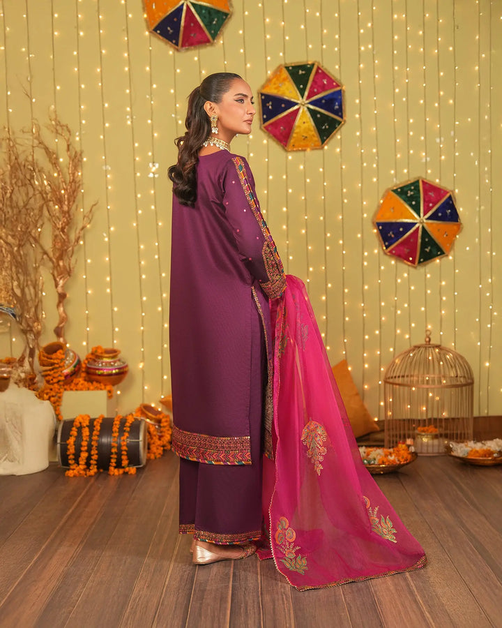 3 Piece Chambray Katan Suit Stitched | 2267-AF-S.KTN - Sha Posh Textile