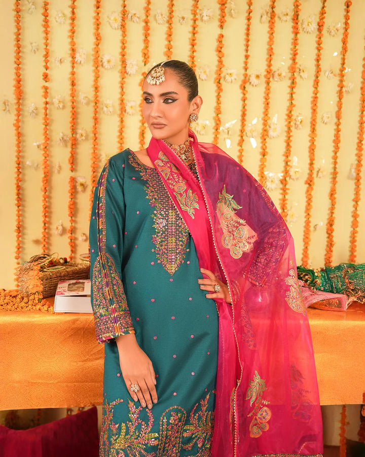 3 Piece Chambray Katan Suit Stitched | 2267-AF-S.KTN - Sha Posh Textile