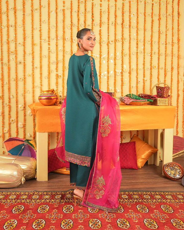 3 Piece Chambray Katan Suit Stitched | 2267-AF-S.KTN - Sha Posh Textile