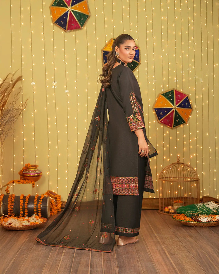 3 Piece Chambray Katan Suit Stitched | 2268-AF-S.KTN - Sha Posh Textile
