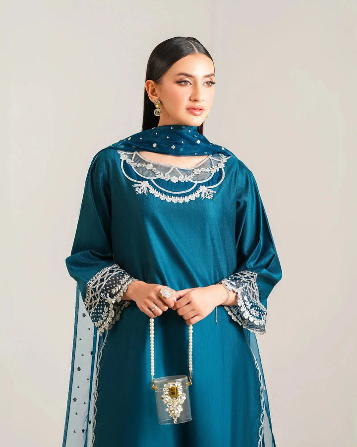 3-Piece Ready-to-Wear Chambray Katan Suit | 2279-AF-S.KTN Sha Posh Textile