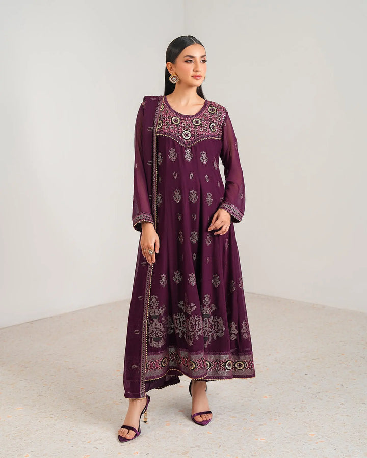 3-Piece Ready-to-Wear Chiffon Frock | 308-BG-CF Sha Posh Textile