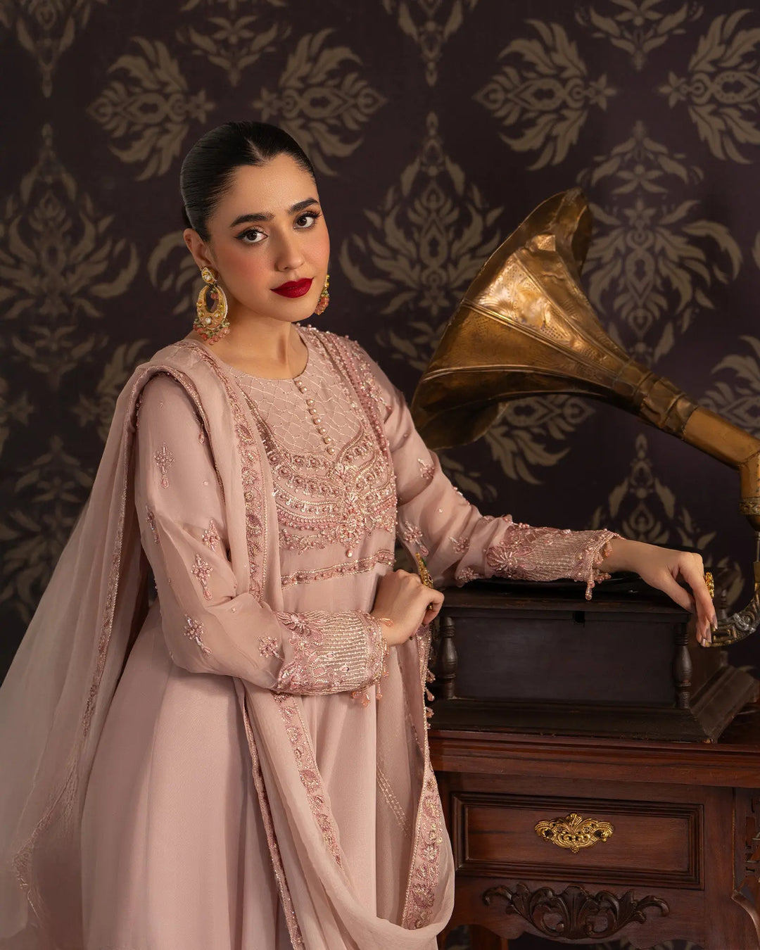 3-Piece Ready-to-Wear Chiffon Frock | 4085-SJ-CF - Sha Posh Textile