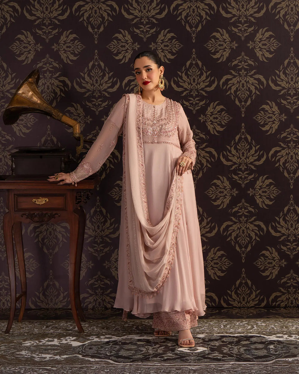 3-Piece Ready-to-Wear Chiffon Frock | 4085-SJ-CF - Sha Posh Textile