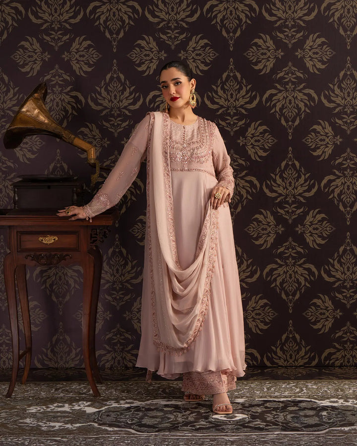 3-Piece Ready-to-Wear Chiffon Frock | 4085-SJ-CF - Sha Posh Textile