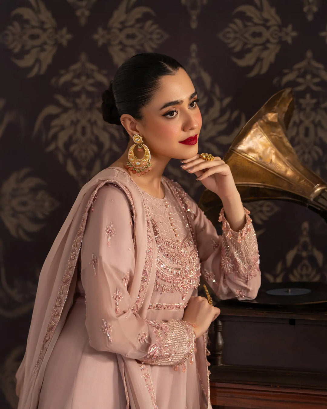 3-Piece Ready-to-Wear Chiffon Frock | 4085-SJ-CF - Sha Posh Textile