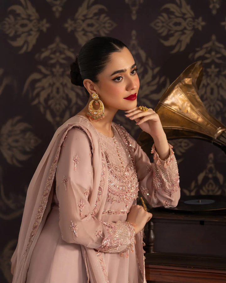 3-Piece Ready-to-Wear Chiffon Frock | 4085-SJ-CF - Sha Posh Textile