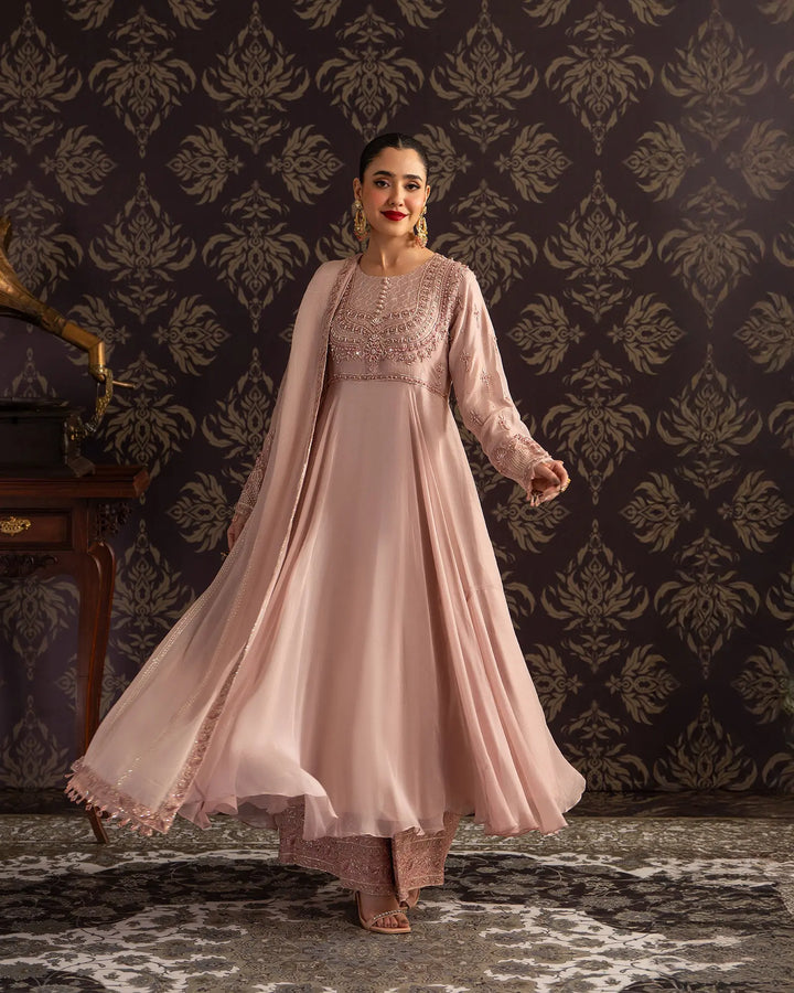 3-Piece Ready-to-Wear Chiffon Frock | 4085-SJ-CF - Sha Posh Textile