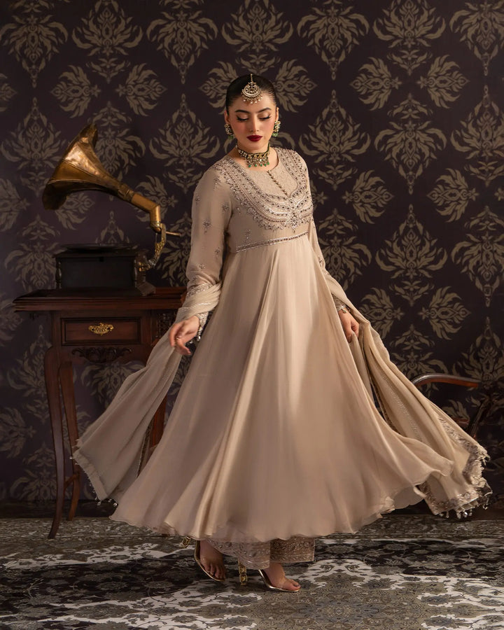 3-Piece Ready-to-Wear Chiffon Frock | 4085-SJ-CF - Sha Posh Textile