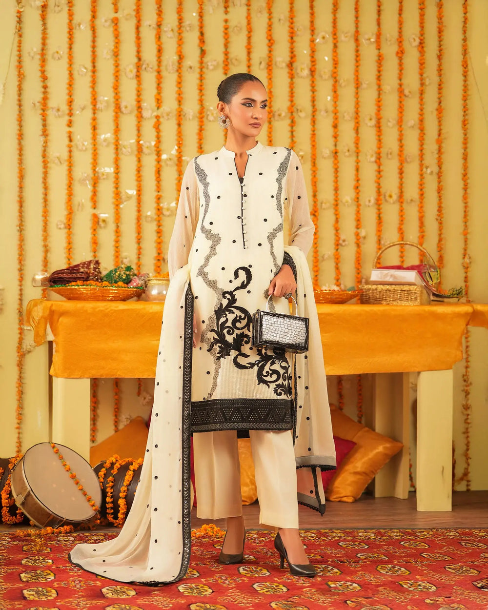 3 Piece Chiffon Suit Stitched | 302-BG-CF - Sha Posh Textile
