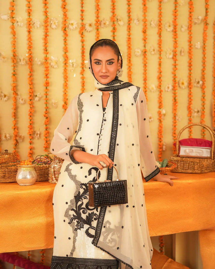 3 Piece Chiffon Suit Stitched | 302-BG-CF - Sha Posh Textile