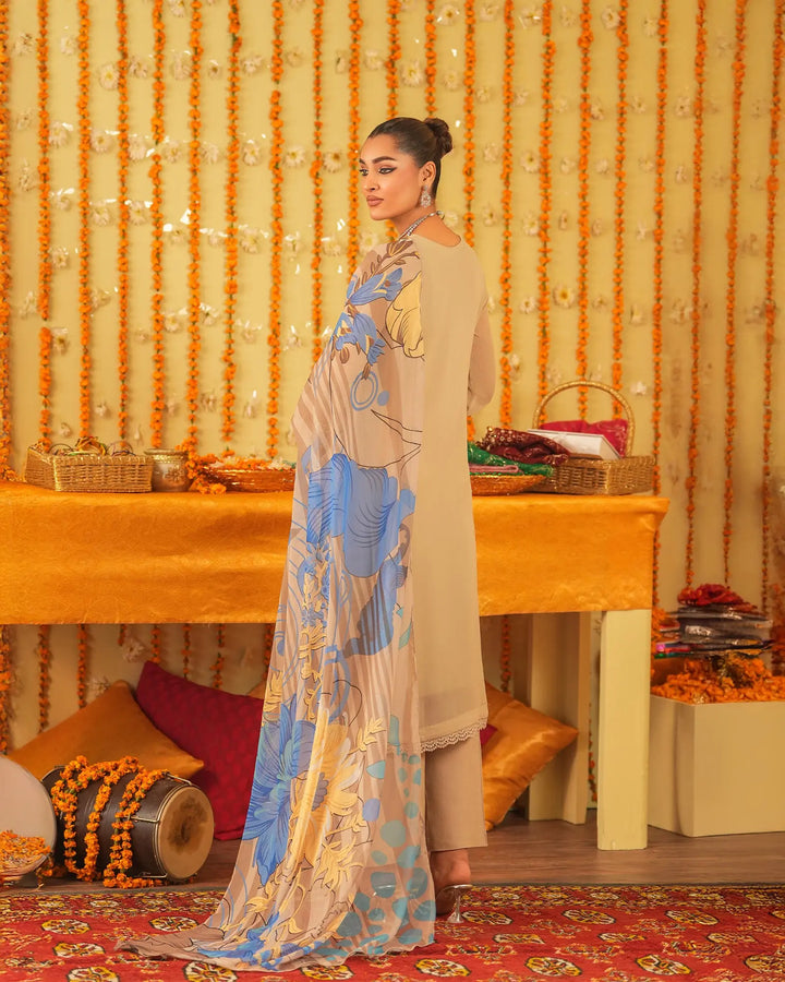 3-Piece Ready-to-Wear Chiffon Suit | 305-BG-CF - Sha Posh Textile