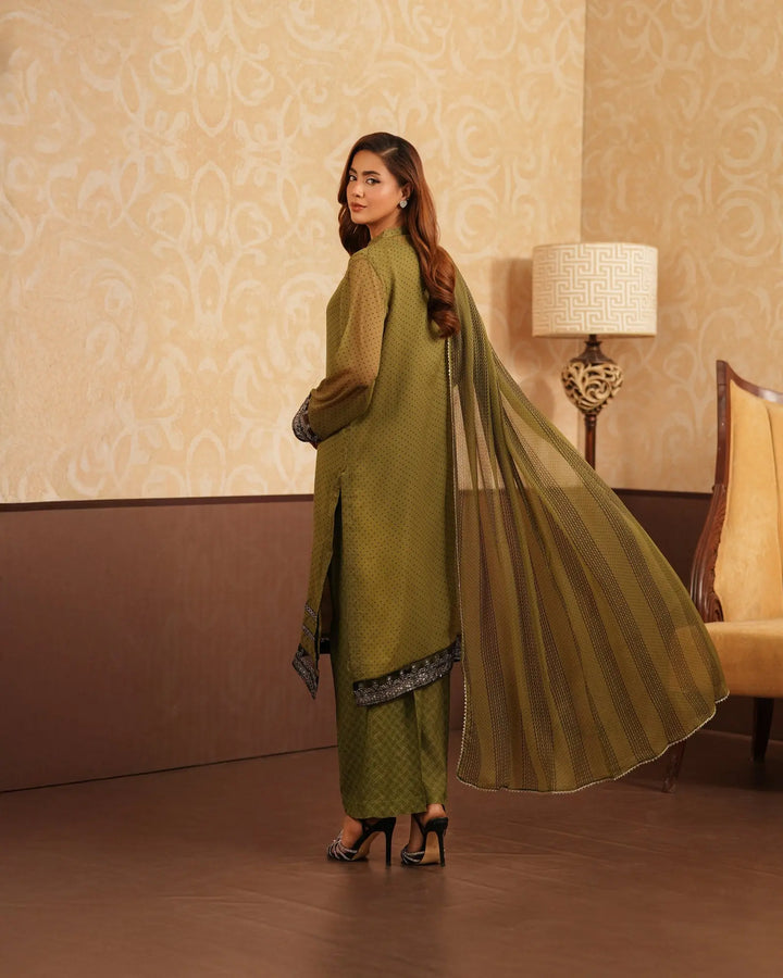 3-Piece Ready-to-Wear Chiffon Suit | 307-BG-CF - Sha Posh Textile