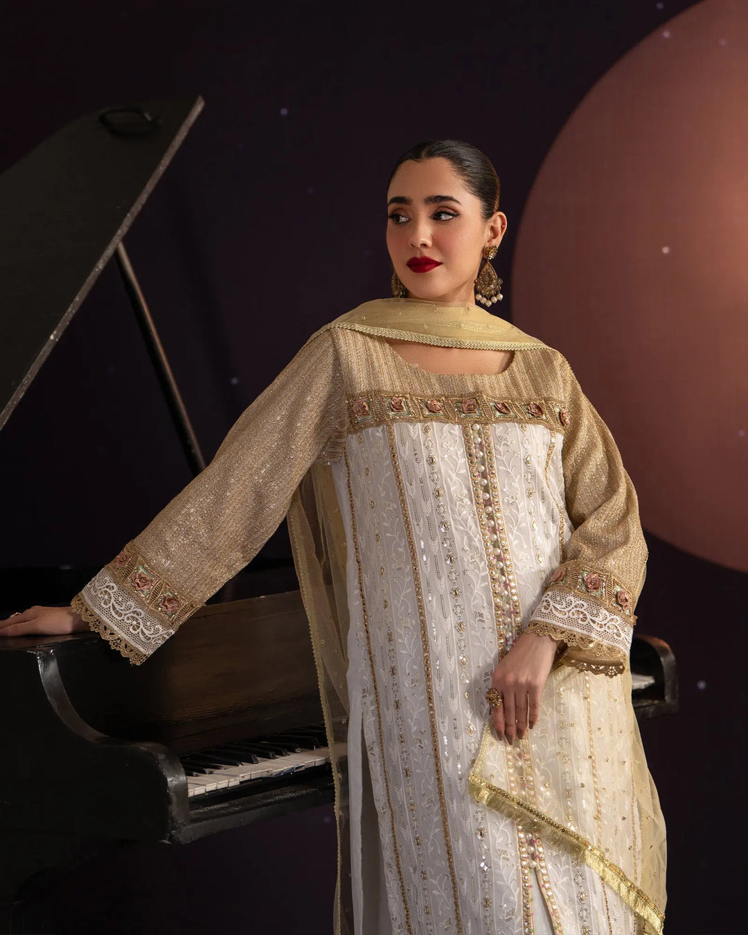 3-Piece Ready-to-Wear Chiffon Suit | 37007-HM-CF - Sha Posh Textile