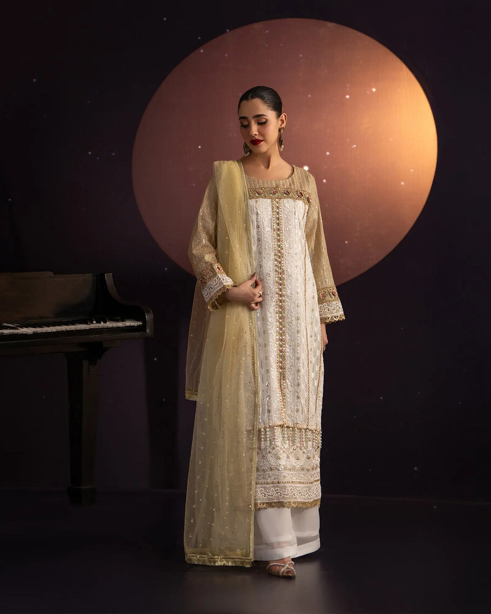 3-Piece Ready-to-Wear Chiffon Suit | 37007-HM-CF - Sha Posh Textile